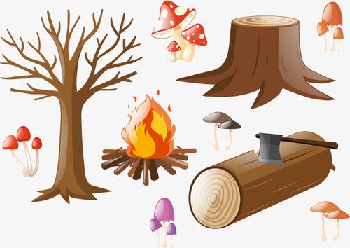 砍伐木材png素材-90设计